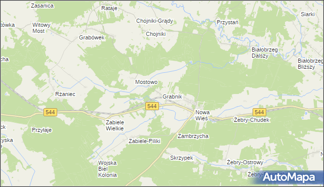 mapa Grabnik gmina Olszewo-Borki, Grabnik gmina Olszewo-Borki na mapie Targeo