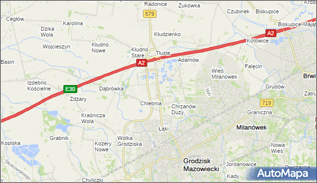 mapa Natolin gmina Grodzisk Mazowiecki, Natolin gmina Grodzisk Mazowiecki na mapie Targeo