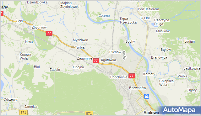 mapa Agatówka gmina Zaleszany, Agatówka gmina Zaleszany na mapie Targeo