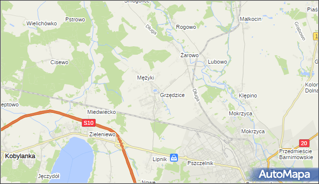 mapa Grzędzice, Grzędzice na mapie Targeo