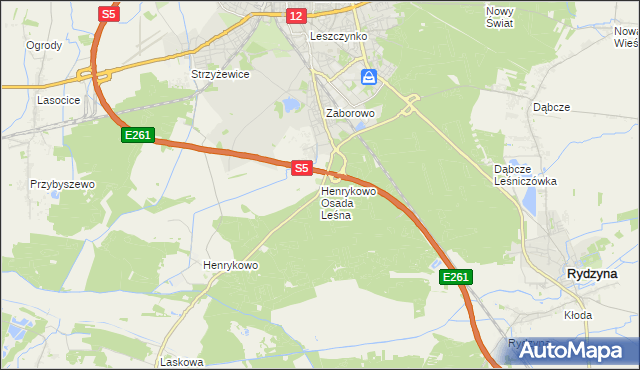 mapa Henrykowo Osada Leśna, Henrykowo Osada Leśna na mapie Targeo