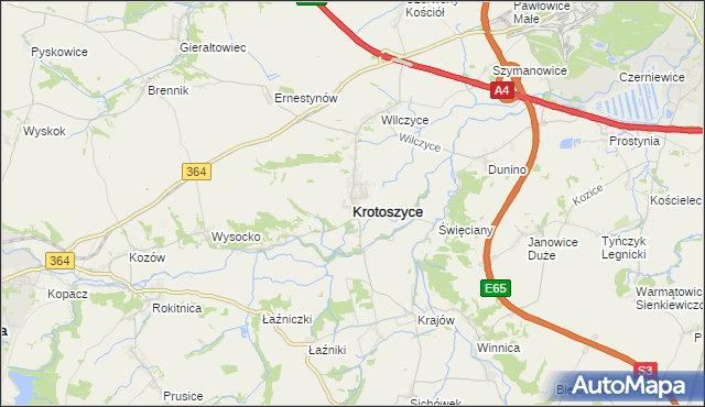 mapa Krotoszyce, Krotoszyce na mapie Targeo