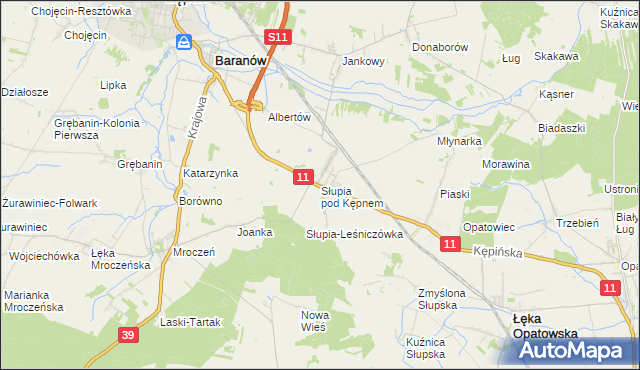 mapa Słupia pod Kępnem, Słupia pod Kępnem na mapie Targeo