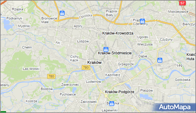 mapa Stare Miasto gmina Kraków, Stare Miasto gmina Kraków na mapie Targeo