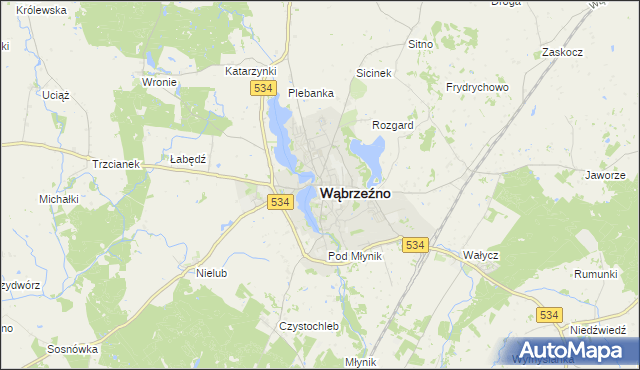 mapa Wąbrzeźno, Wąbrzeźno na mapie Targeo