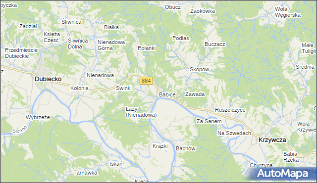 mapa Babice gmina Krzywcza, Babice gmina Krzywcza na mapie Targeo