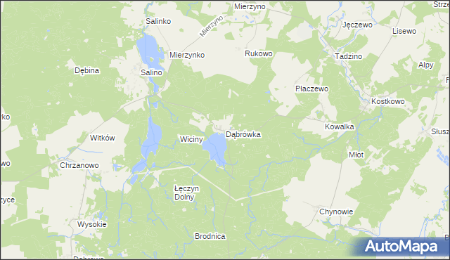 mapa Dąbrówka gmina Gniewino, Dąbrówka gmina Gniewino na mapie Targeo