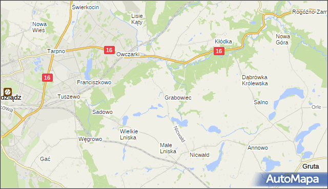 mapa Grabowiec gmina Grudziądz, Grabowiec gmina Grudziądz na mapie Targeo