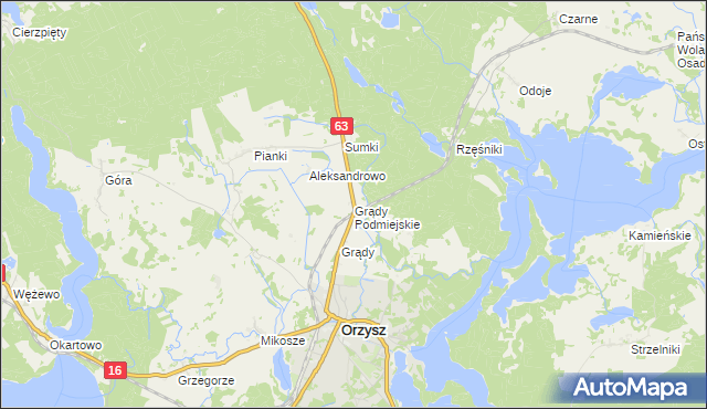 mapa Grądy Podmiejskie, Grądy Podmiejskie na mapie Targeo