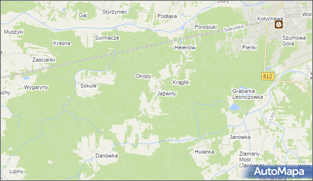 mapa Jaźwiny gmina Biała Podlaska, Jaźwiny gmina Biała Podlaska na mapie Targeo