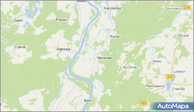 mapa Młynkowo gmina Bojadła, Młynkowo gmina Bojadła na mapie Targeo