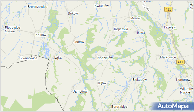 mapa Nadziejów gmina Otmuchów, Nadziejów gmina Otmuchów na mapie Targeo