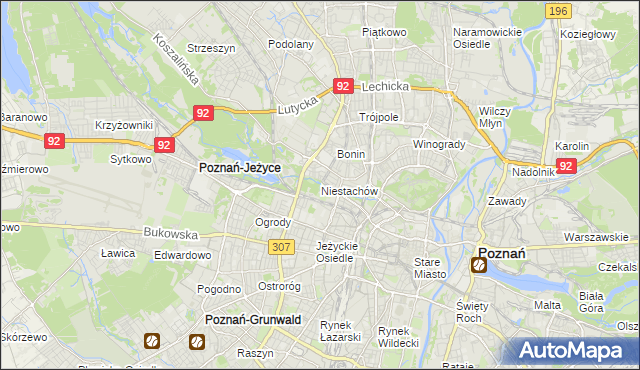 mapa Niestachów gmina Poznań, Niestachów gmina Poznań na mapie Targeo