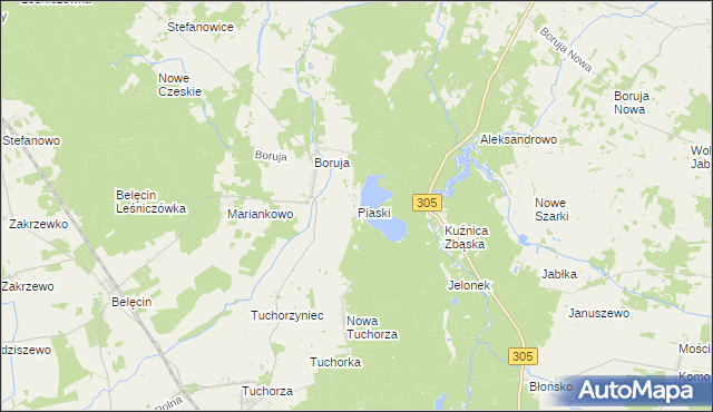 mapa Piaski gmina Siedlec, Piaski gmina Siedlec na mapie Targeo