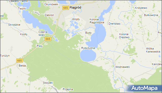 mapa Rybczyzna, Rybczyzna na mapie Targeo