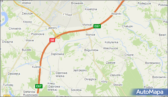 mapa Bogumiłów gmina Sieradz, Bogumiłów gmina Sieradz na mapie Targeo