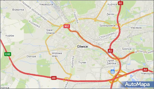 mapa Gliwic, Gliwice na mapie Targeo