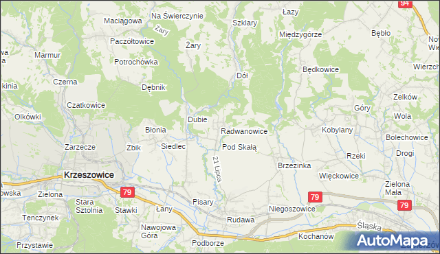 mapa Radwanowice, Radwanowice na mapie Targeo