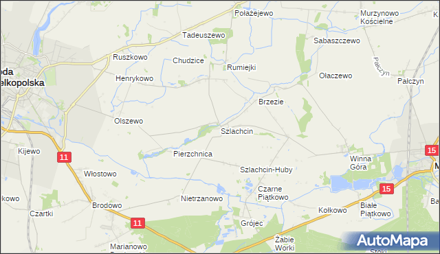 mapa Szlachcin, Szlachcin na mapie Targeo