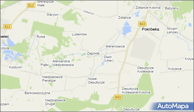 mapa Uher, Uher na mapie Targeo