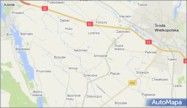 mapa Annopole gmina Środa Wielkopolska, Annopole gmina Środa Wielkopolska na mapie Targeo