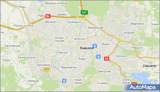 mapa Białegostoku, Białystok na mapie Targeo