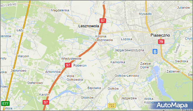 mapa Bobrowiec gmina Piaseczno, Bobrowiec gmina Piaseczno na mapie Targeo