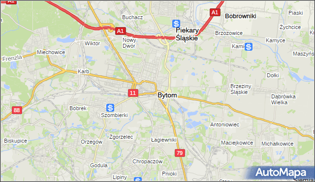 mapa Bytomia, Bytom na mapie Targeo
