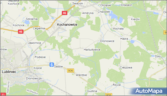 mapa Harbułtowice, Harbułtowice na mapie Targeo