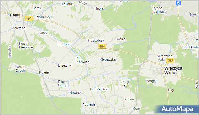 mapa Klepaczka gmina Wręczyca Wielka, Klepaczka gmina Wręczyca Wielka na mapie Targeo