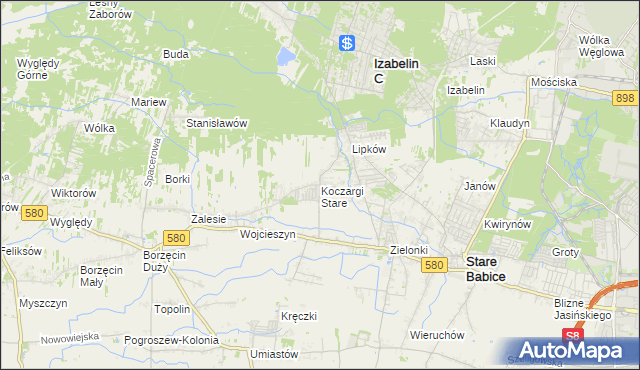 mapa Koczargi Stare, Koczargi Stare na mapie Targeo