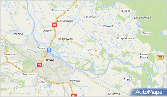 mapa Kościerzyce, Kościerzyce na mapie Targeo