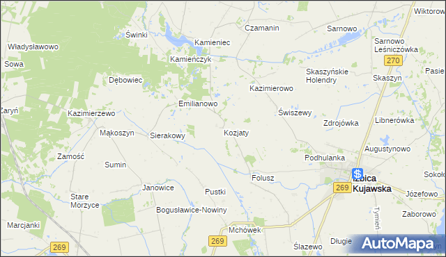 mapa Kozjaty, Kozjaty na mapie Targeo