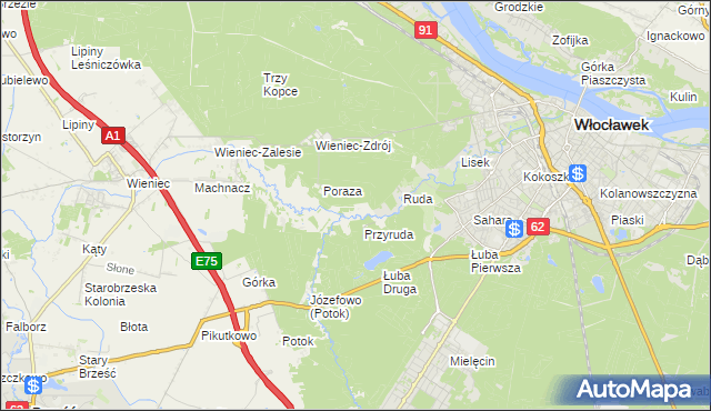 mapa Mazury gmina Brześć Kujawski, Mazury gmina Brześć Kujawski na mapie Targeo