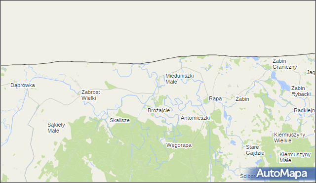 mapa Mieduniszki Wielkie, Mieduniszki Wielkie na mapie Targeo