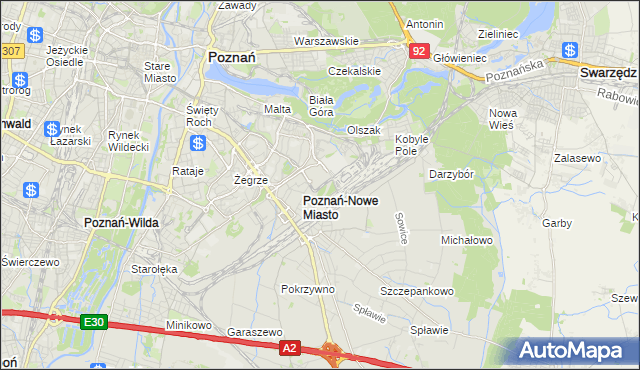 mapa Nowe Miasto gmina Poznań, Nowe Miasto gmina Poznań na mapie Targeo