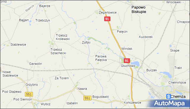 mapa Parowa Falęcka, Parowa Falęcka na mapie Targeo