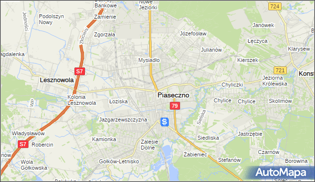 mapa Piaseczno, Piaseczno na mapie Targeo