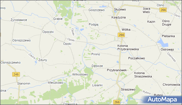 mapa Pinino gmina Aleksandrów Kujawski, Pinino gmina Aleksandrów Kujawski na mapie Targeo