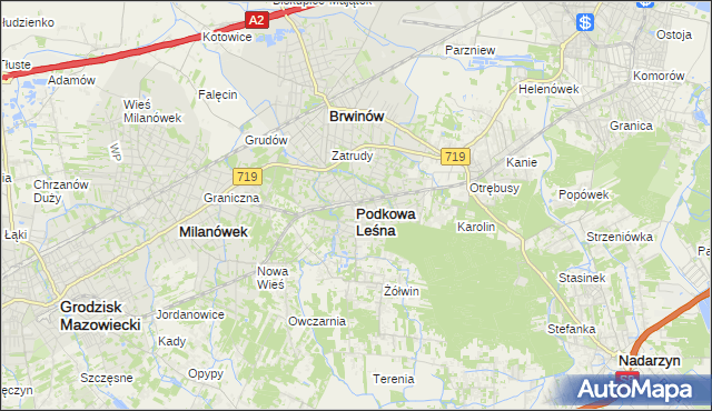 mapa Podkowa Leśna, Podkowa Leśna na mapie Targeo