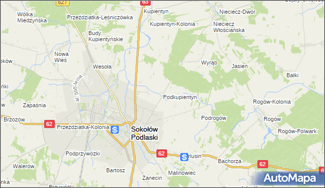 mapa Podkupientyn, Podkupientyn na mapie Targeo