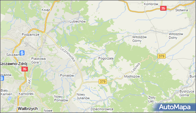 mapa Pogorzała gmina Świdnica, Pogorzała gmina Świdnica na mapie Targeo