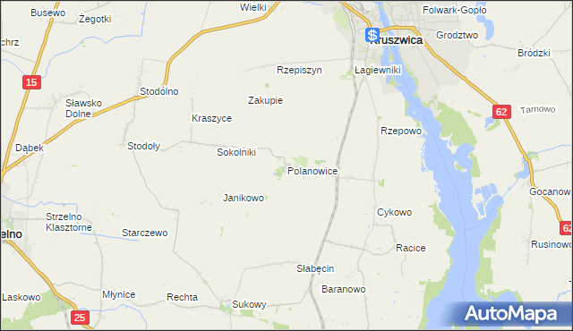 mapa Polanowice gmina Kruszwica, Polanowice gmina Kruszwica na mapie Targeo