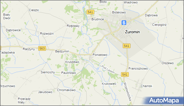 mapa Poniatowo gmina Żuromin, Poniatowo gmina Żuromin na mapie Targeo