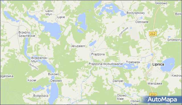 mapa Prądzona, Prądzona na mapie Targeo