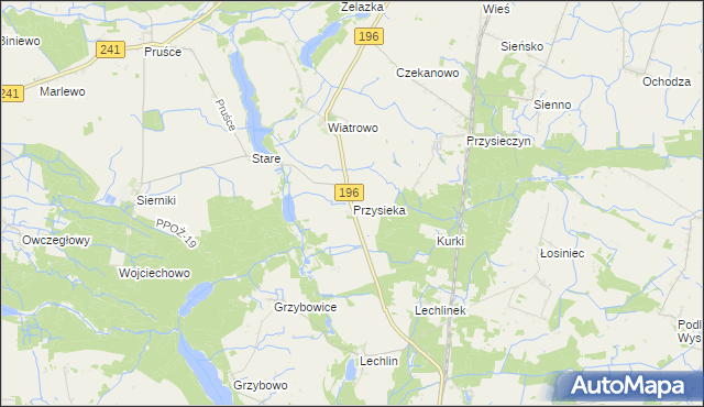 mapa Przysieka gmina Wągrowiec, Przysieka gmina Wągrowiec na mapie Targeo