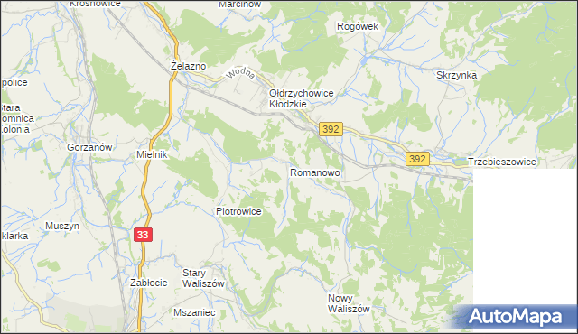 mapa Romanowo gmina Kłodzko, Romanowo gmina Kłodzko na mapie Targeo