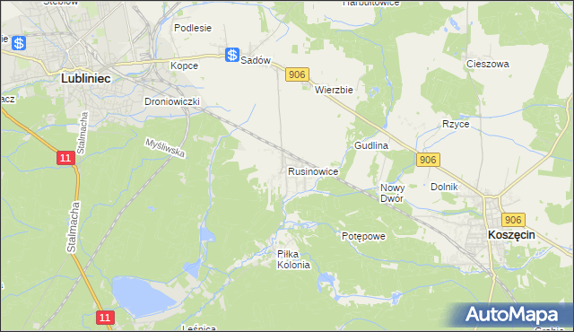 mapa Rusinowice, Rusinowice na mapie Targeo