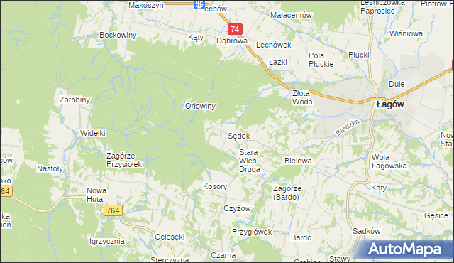 mapa Sędek gmina Łagów, Sędek gmina Łagów na mapie Targeo