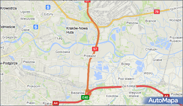 mapa Ulica gmina Kraków, Ulica gmina Kraków na mapie Targeo